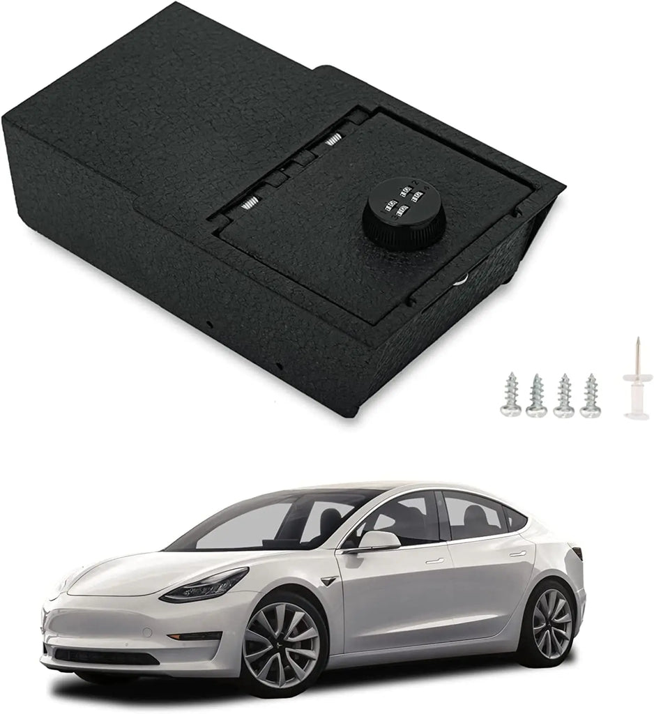Materials for the console 4-digit combo lock gun safe for the 2021-2024 Tesla Model 3 and Tesla Model Y 2