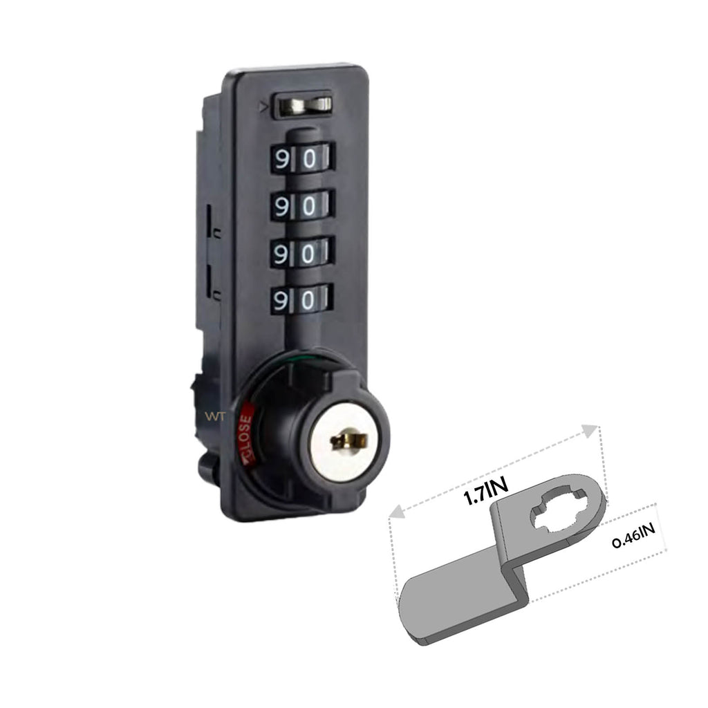 4-Digit Combination Lock with Key，Bended Latch Length 1.7 Inches