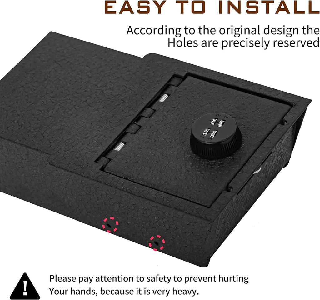 The installation of the 2021-2024 Tesla Model 3 and Tesla Model Y Center console 4-digit combo lock gun safe is very simple