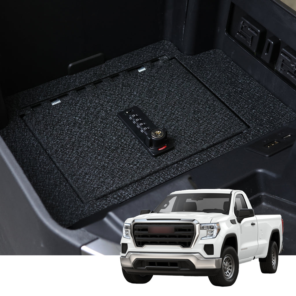 Caja fuerte para consola central Chevy Silverado 1500/2500HD/3500HD y GMC Sierra 1500/2500/3500 (cerradura combinada de 4 dígitos con llave): 2022-2024